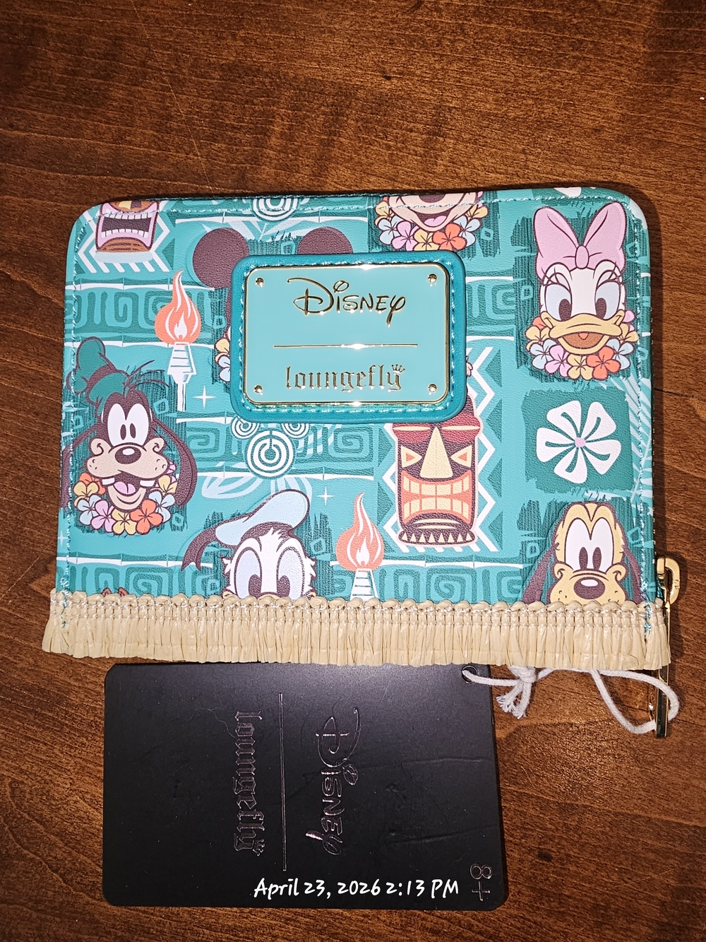 Loungefly Teal Disney Tiki Character Zip Wallet